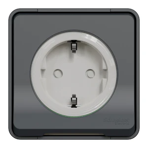 schneider electric Enkel stikk pv m/jord grå