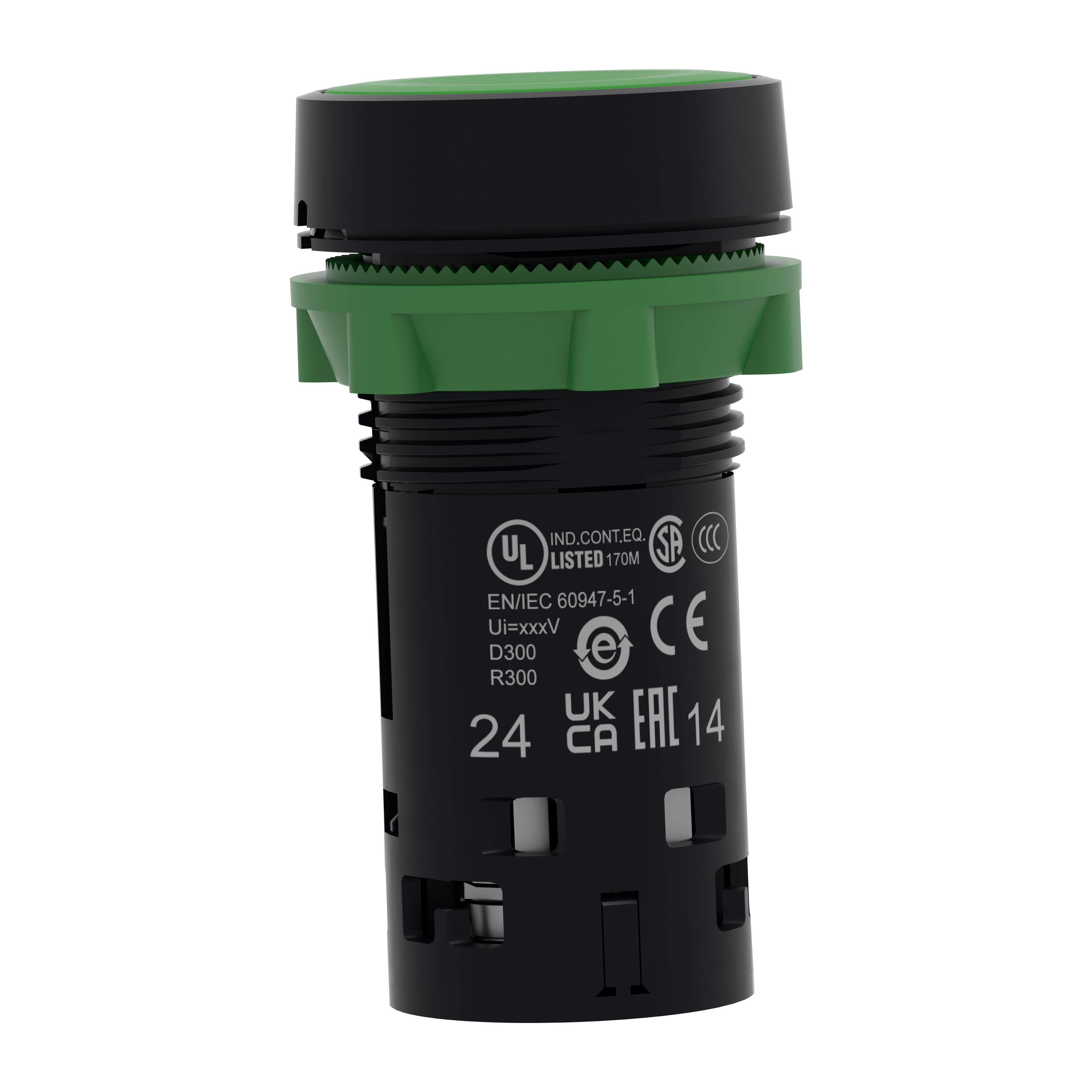 schneider electric Tryckkn grön 2no