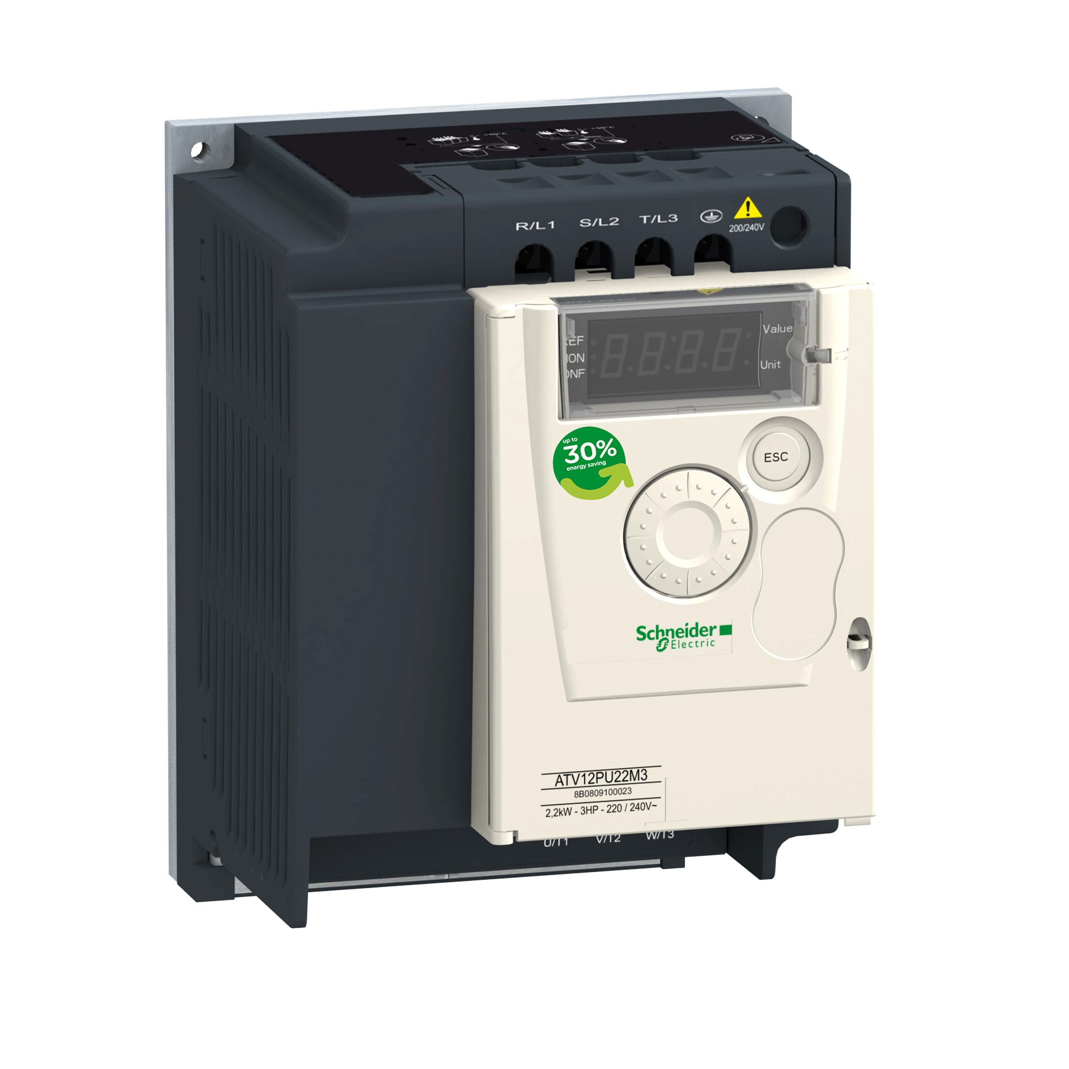 Frekvensomformer ATV12 2,2kW u/kjøleflens 3fas