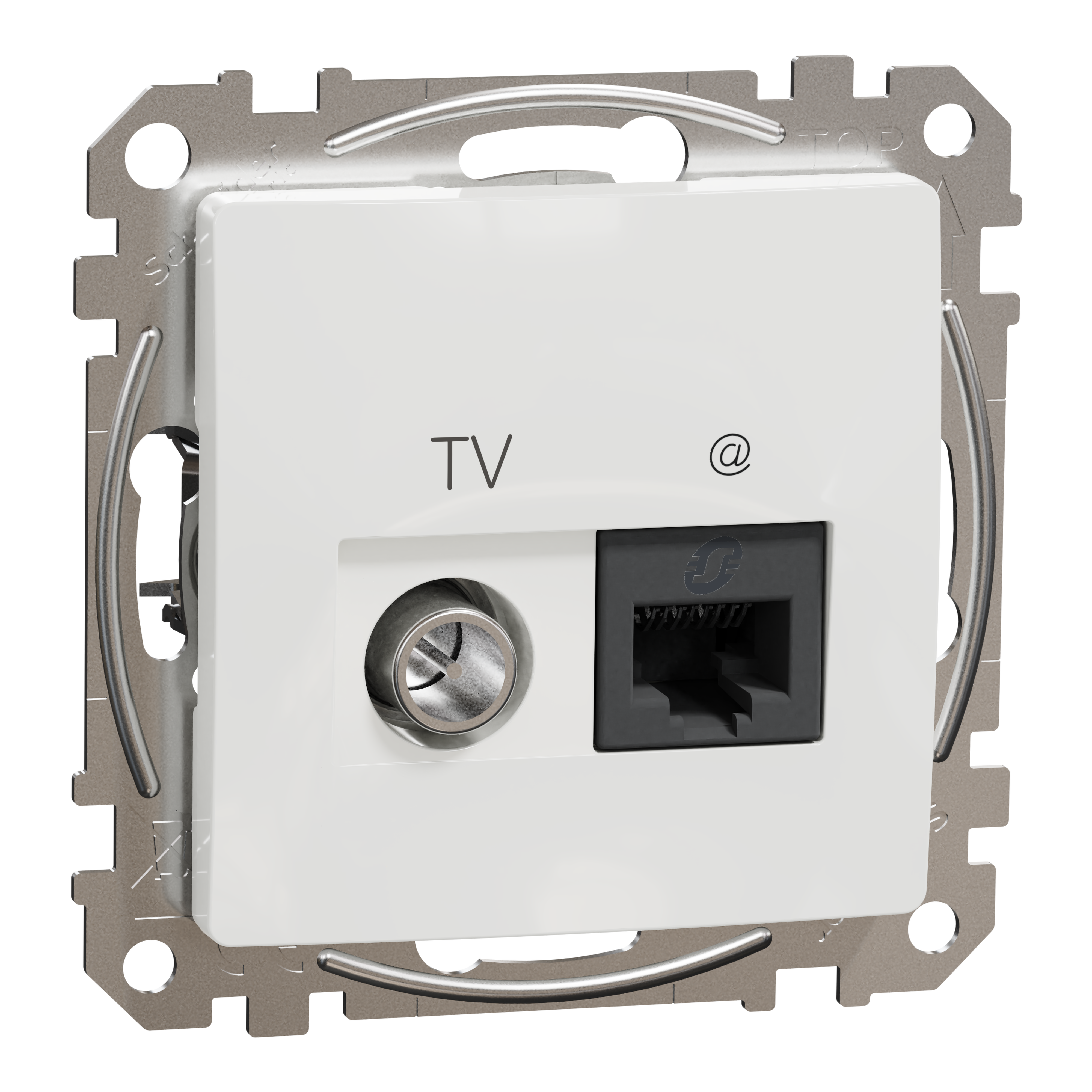 SEDNA DESIGN SIDEPESA 1xRJ45 CAT6+TV 4dB LÕPP VALGE