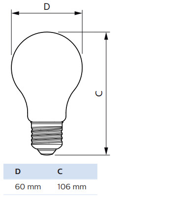 philips Led a60 d7.2-50w e27 927 cm g