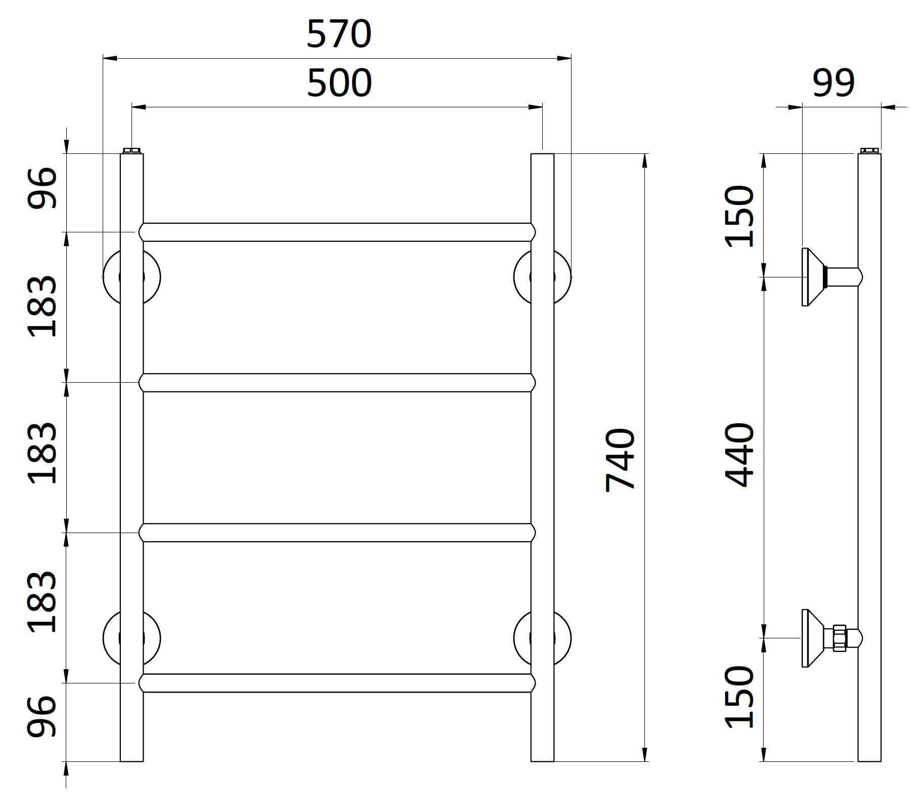 rej design Towel rail water rej tango bth 50744 white