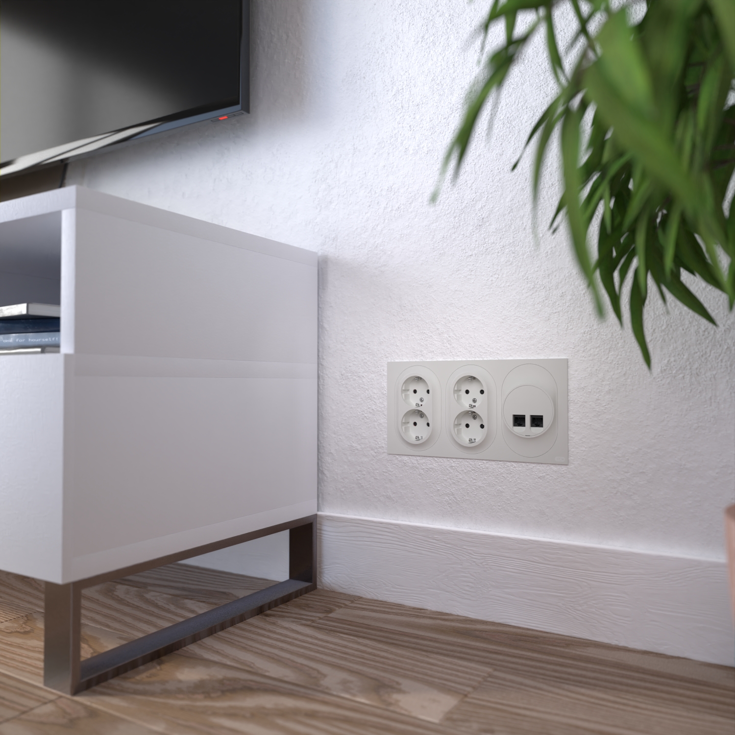 schneider electric Elko one stikk ramme 3-hull renhvit