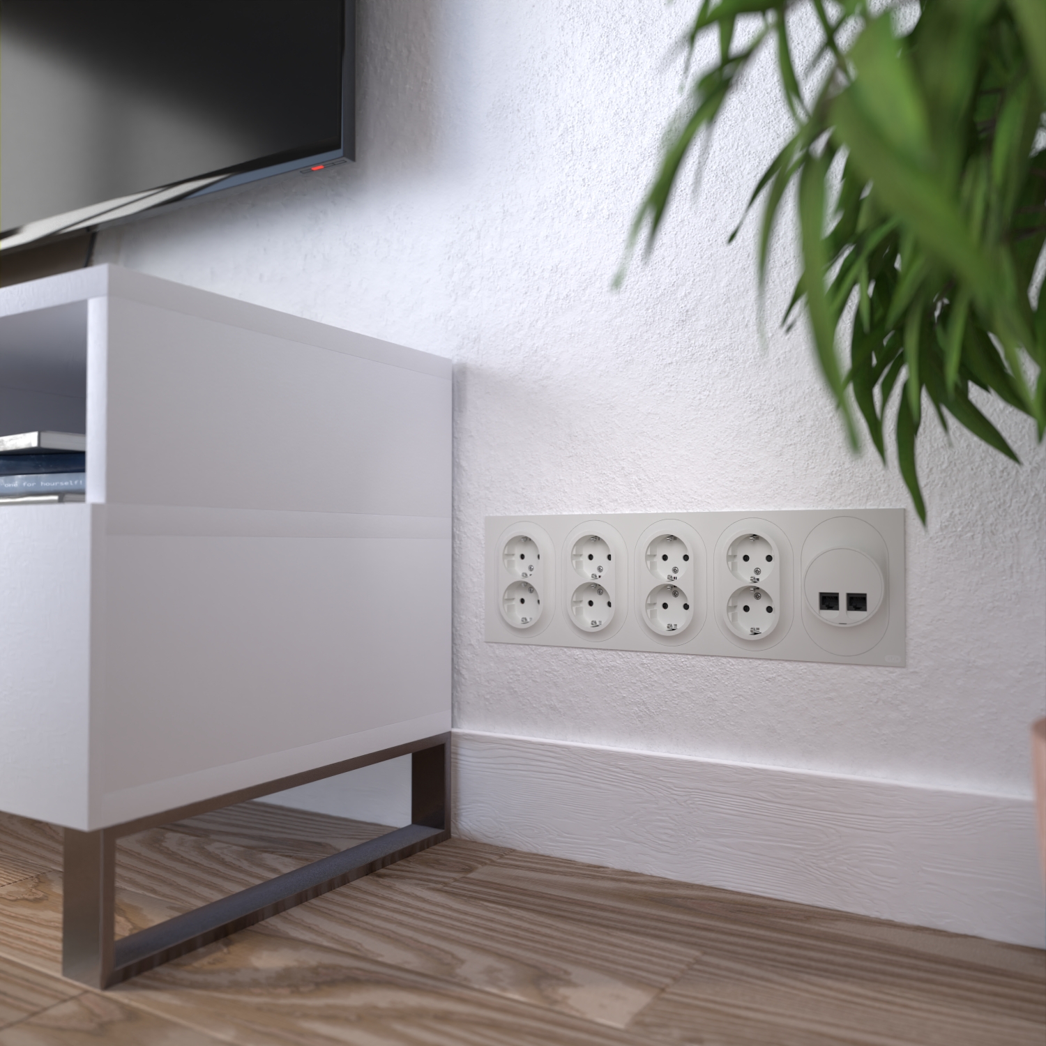 schneider electric Elko one ramme 5-hull til stikkontakt rh