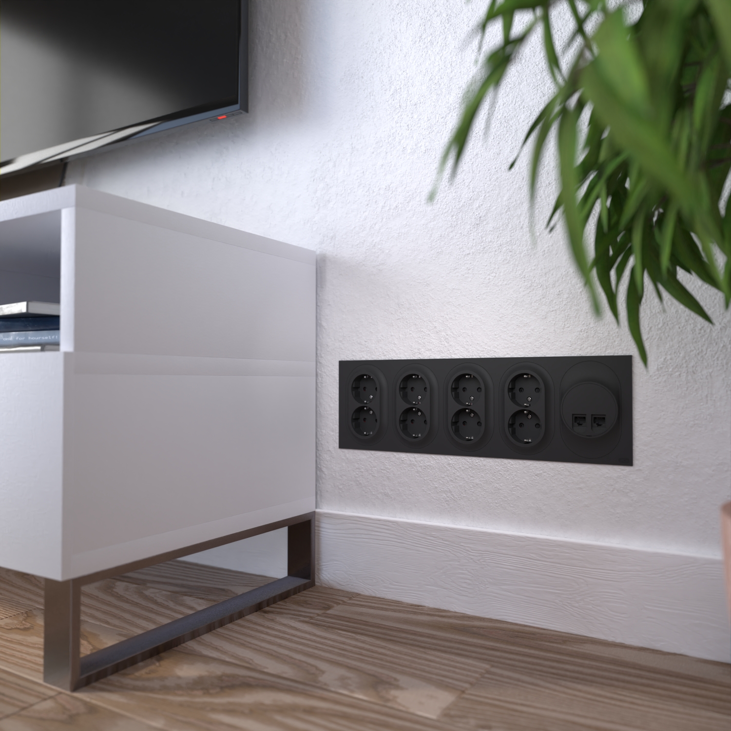 schneider electric Elko one ramme 5-hull til stikkontakt sort