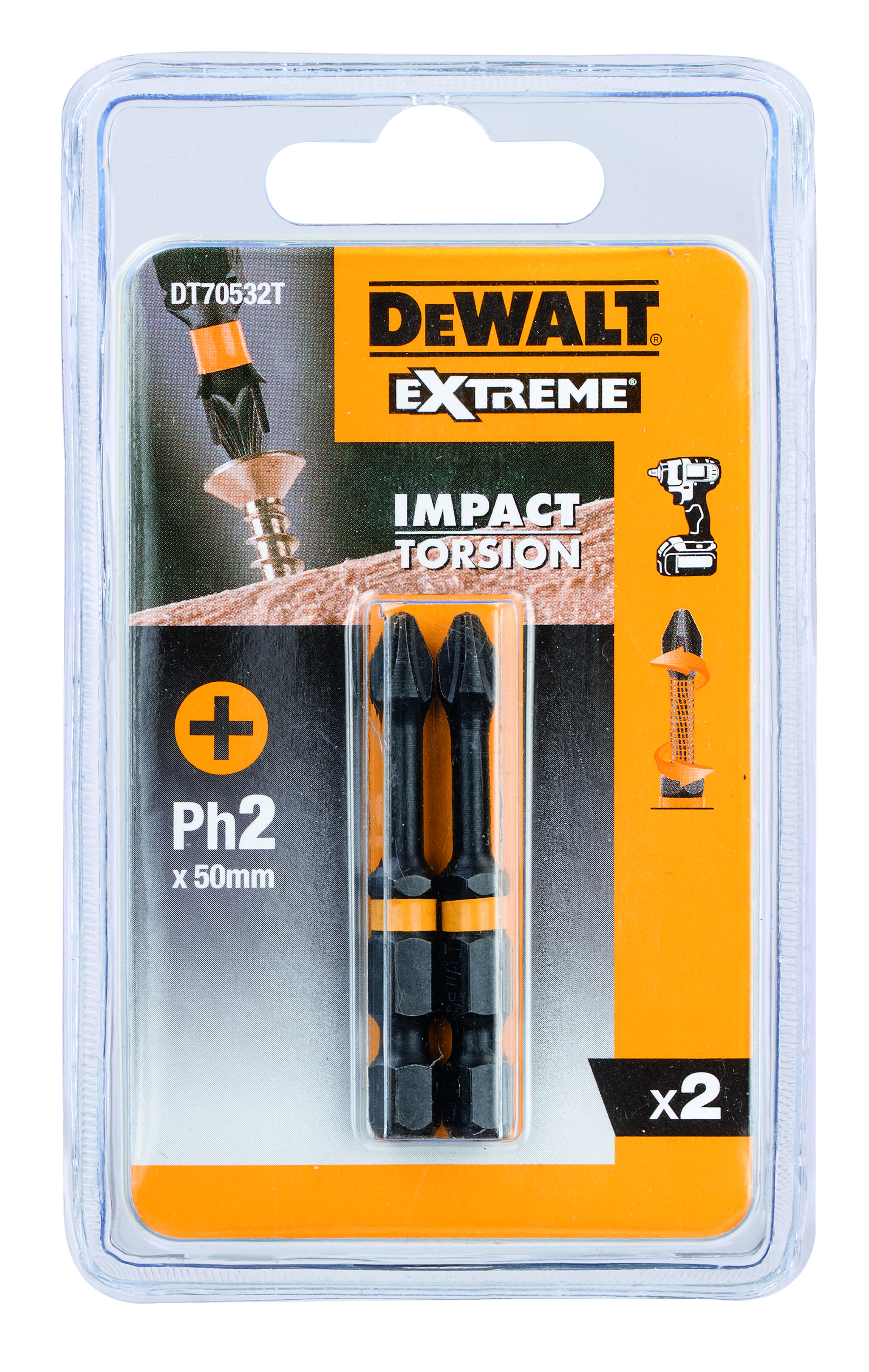 TORSIONBITS DEWALT PH2 50MM 2ST