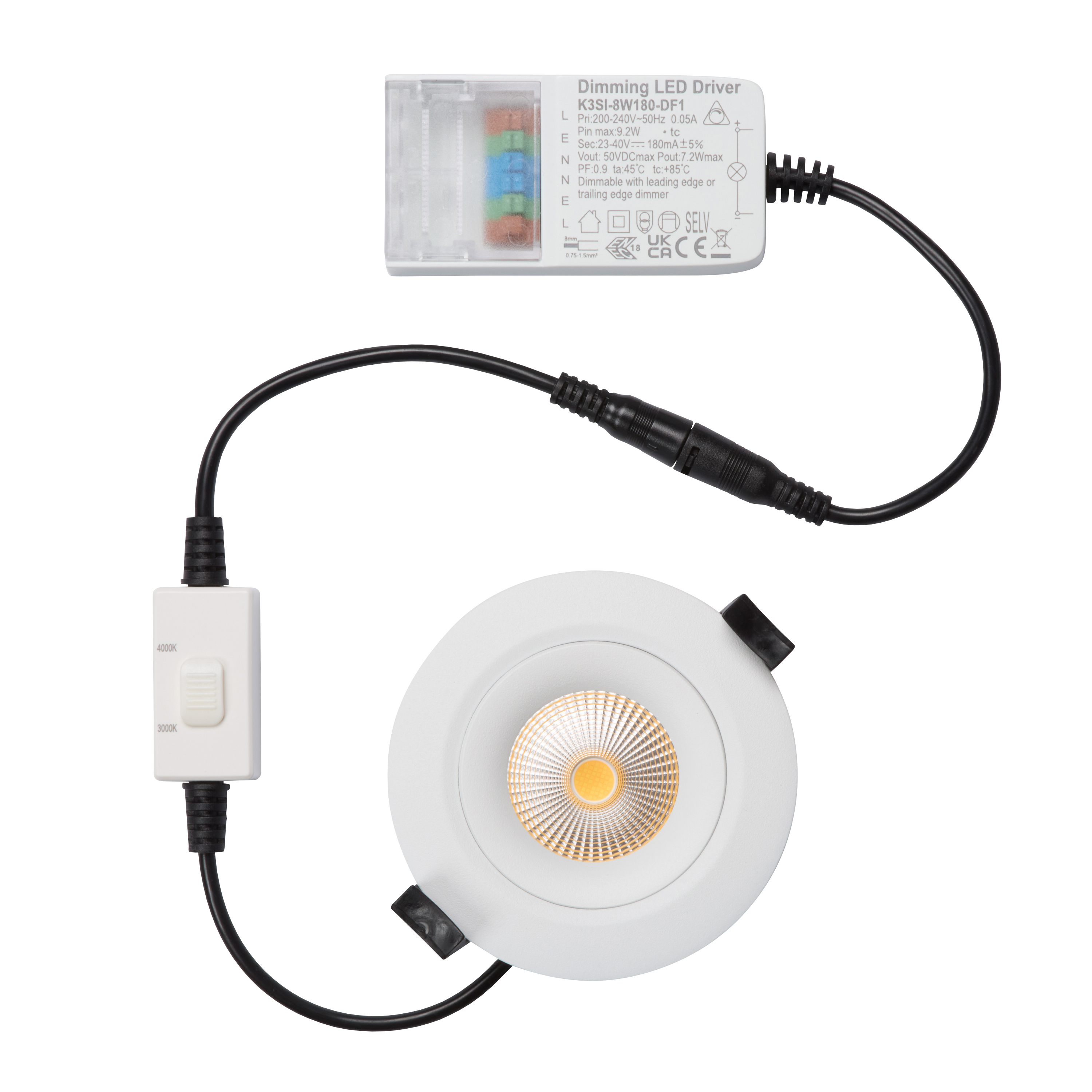 onnline Downlight onnspot ip54 8w 720lm 2cct dim wh