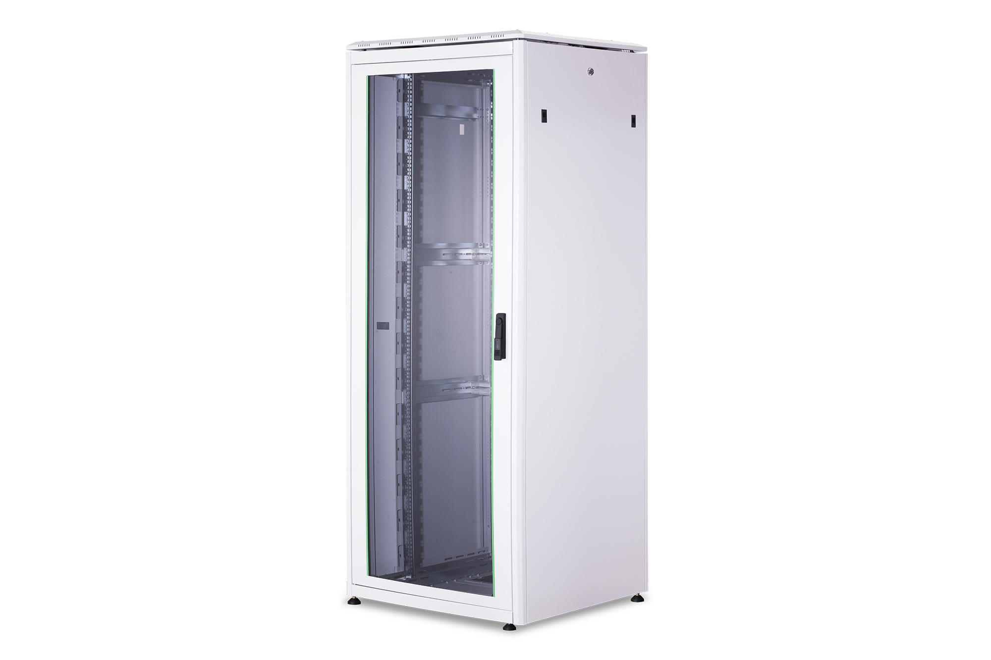 FLOOR CABINET 42U 2000X800X800 GY GLASS DOOR