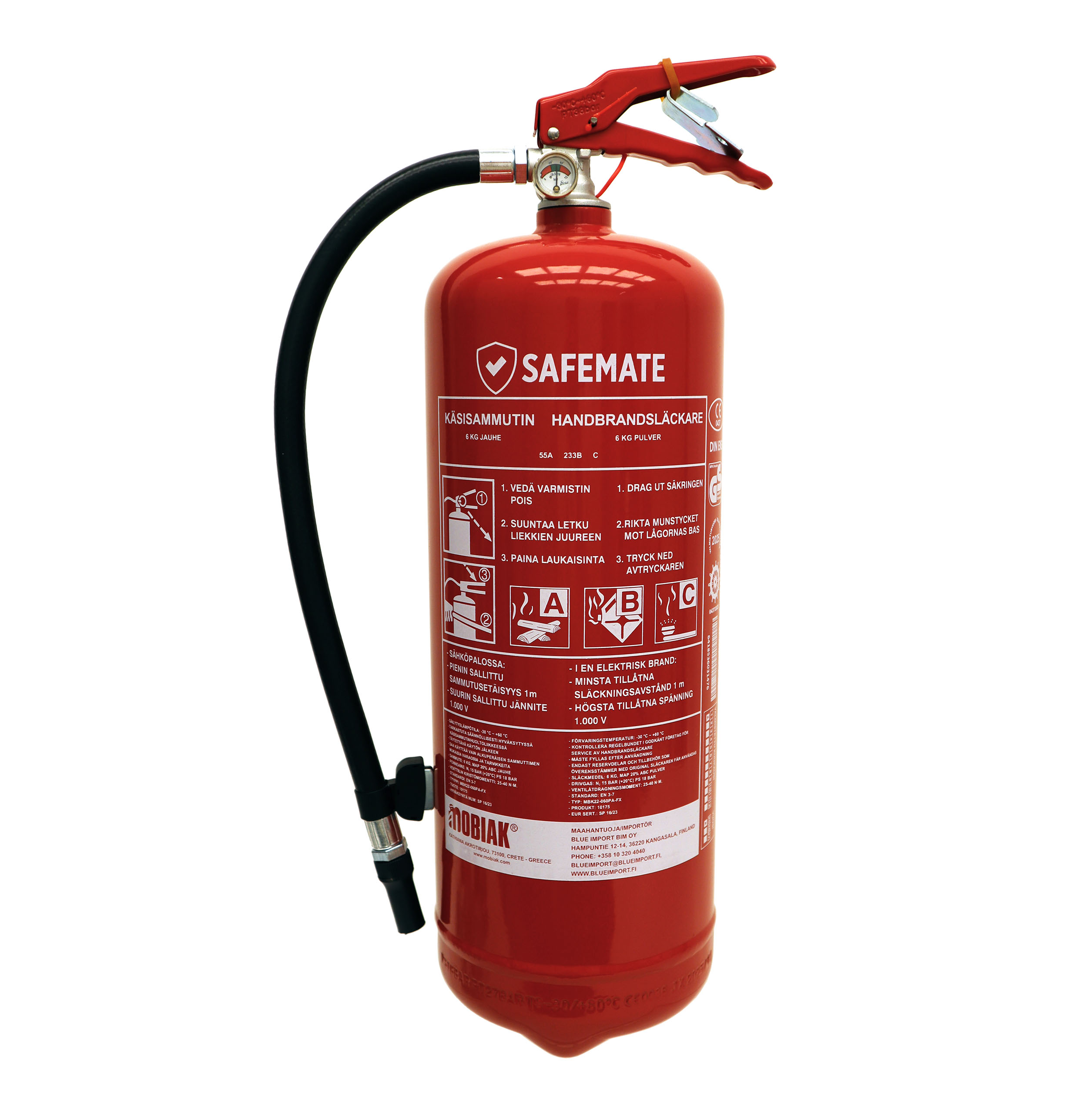 safemate Pulversläckare safemate 6kg 55a/233b/c