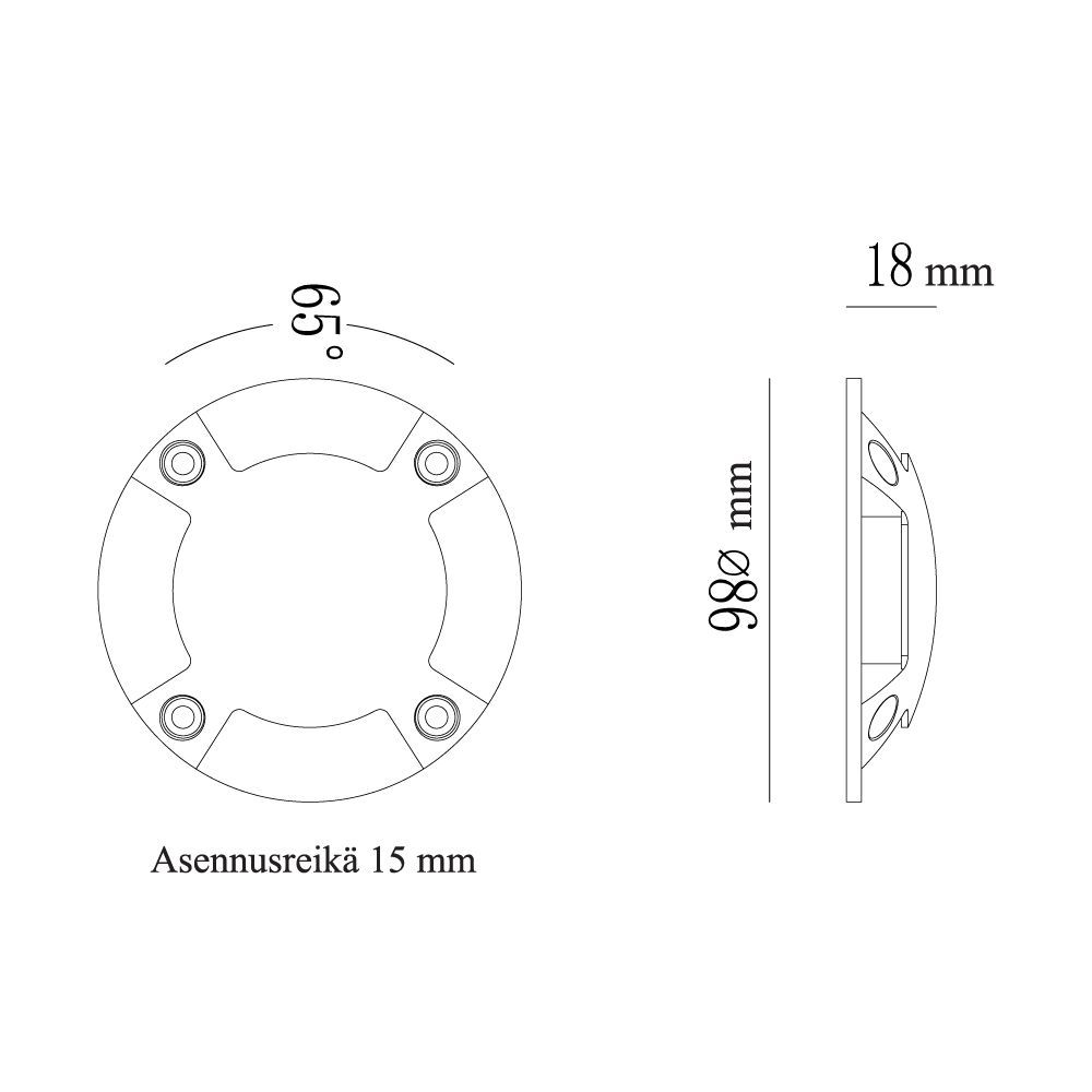 ftlight Maavalaisin prima marina 1,5w 24v ip67 3k 4-suun rst