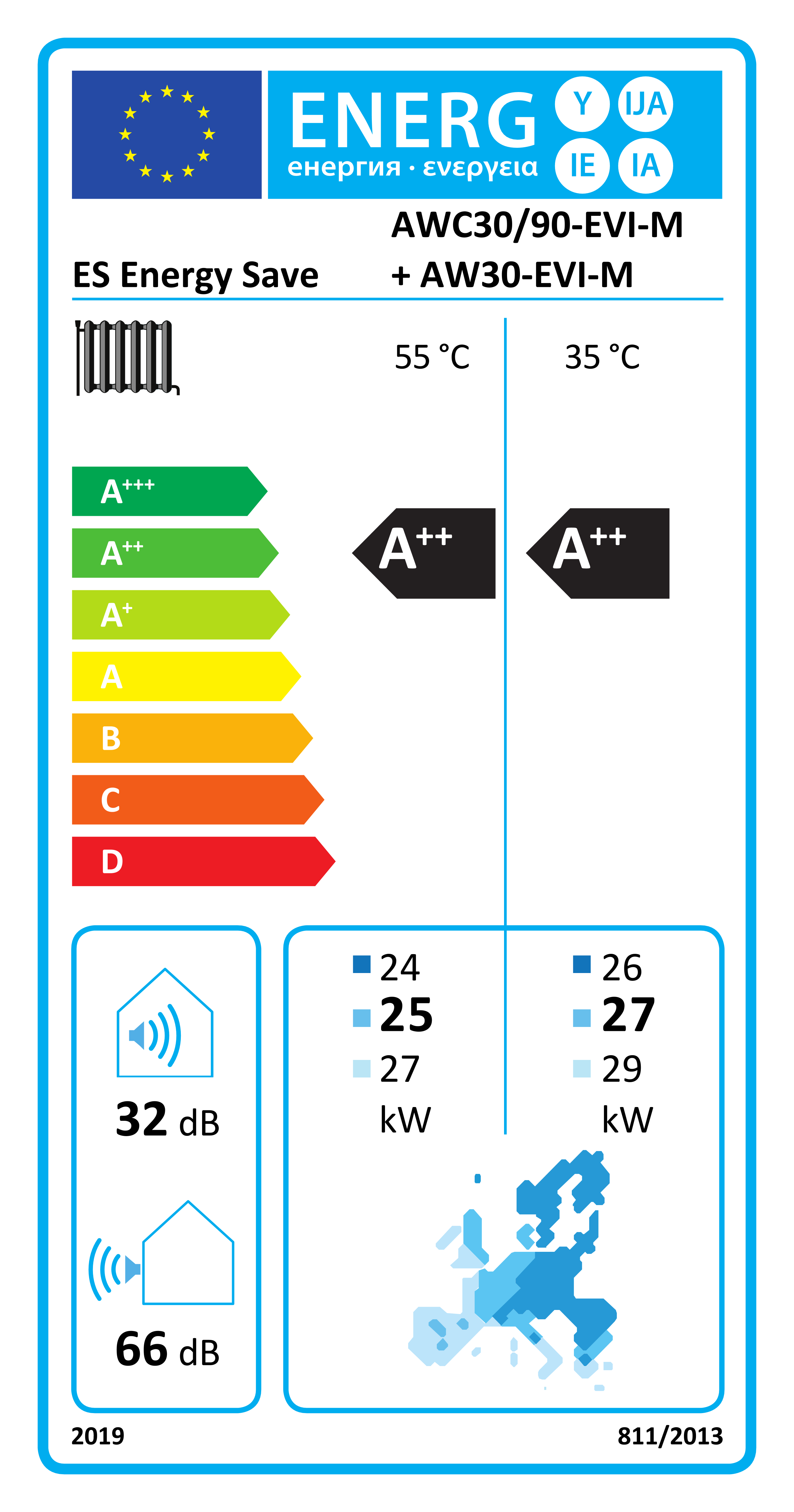 energy save Õ-v soojusp. es lcs 30,45,90kw awc30/90-evi-m monobl. siseosa