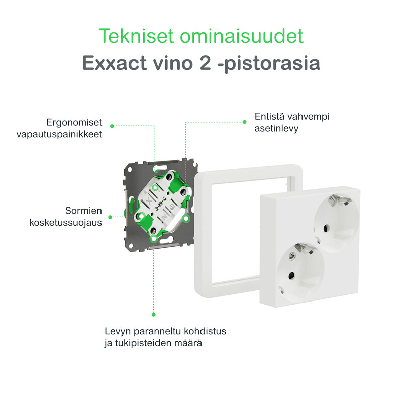 schneider electric Socket-outlet exxact 2s/16a/ip21 diag clamp whi 50