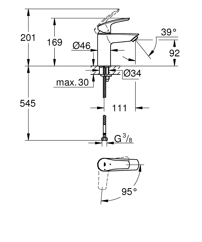 grohe Wasbasin mixer grohe 23974003 eurosmart