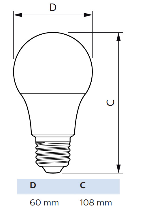philips Led-standardlampa e27 840 806lm 60w=8w a60 fr