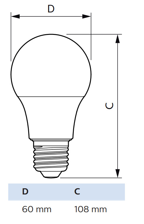 philips Led bulb e27 830 806lm 60w=8w a60 fr