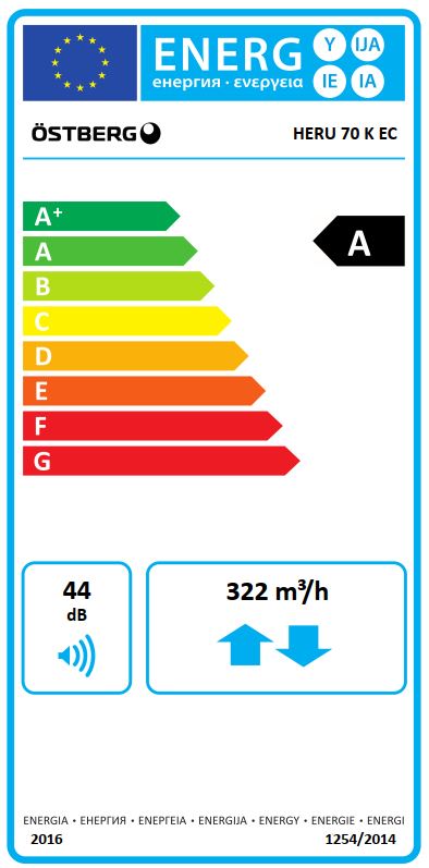 östberg Ventilatsiooniseade heru 70 k ec -y1 l