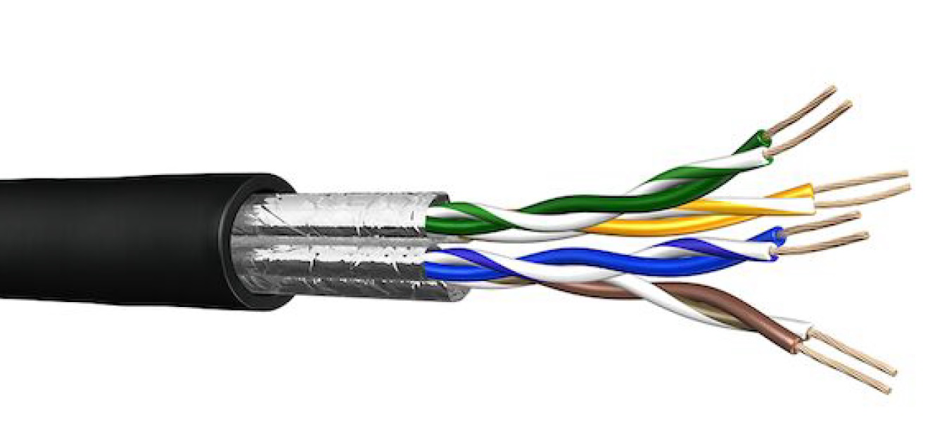 Kabel U/FTP kat.6A PE utendørs sort, 305M