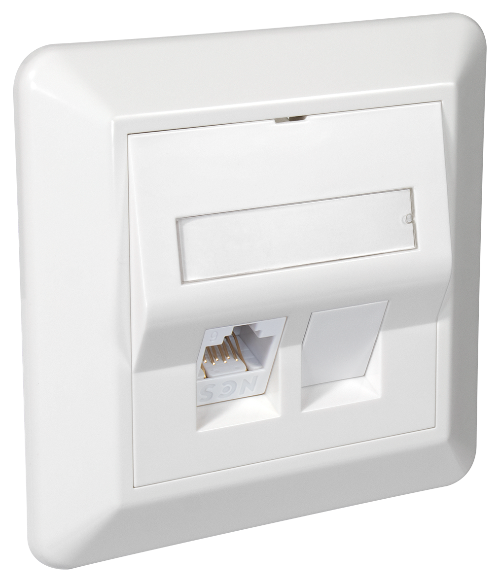 VEGGKONTAKT 1XRJ45 UTP QUICKC. KAT.6 84X84 SKRÅ