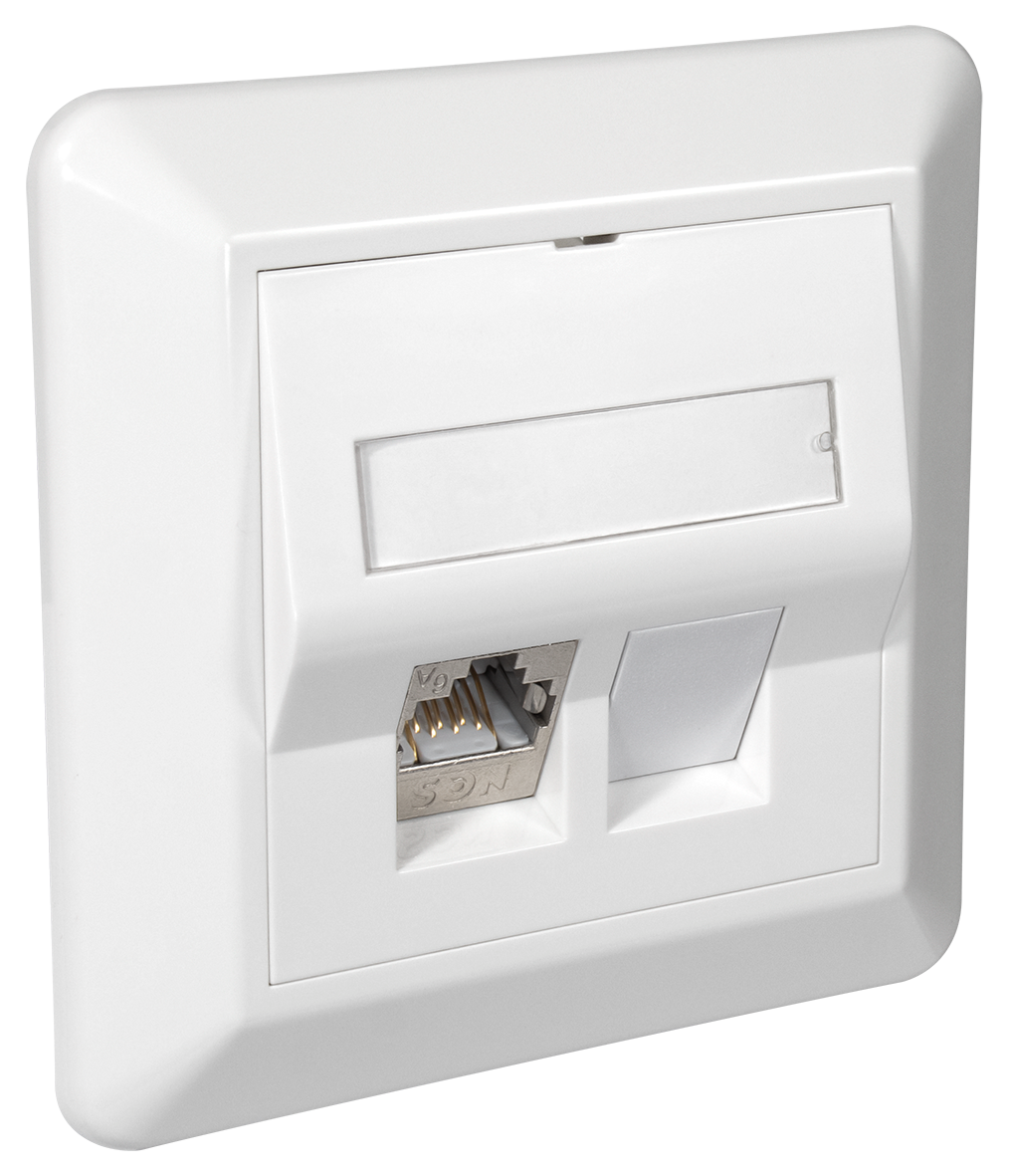 VEGGKONTAKT 1XRJ45 STP QUICKC. KAT.6A 84X84 SKRÅ