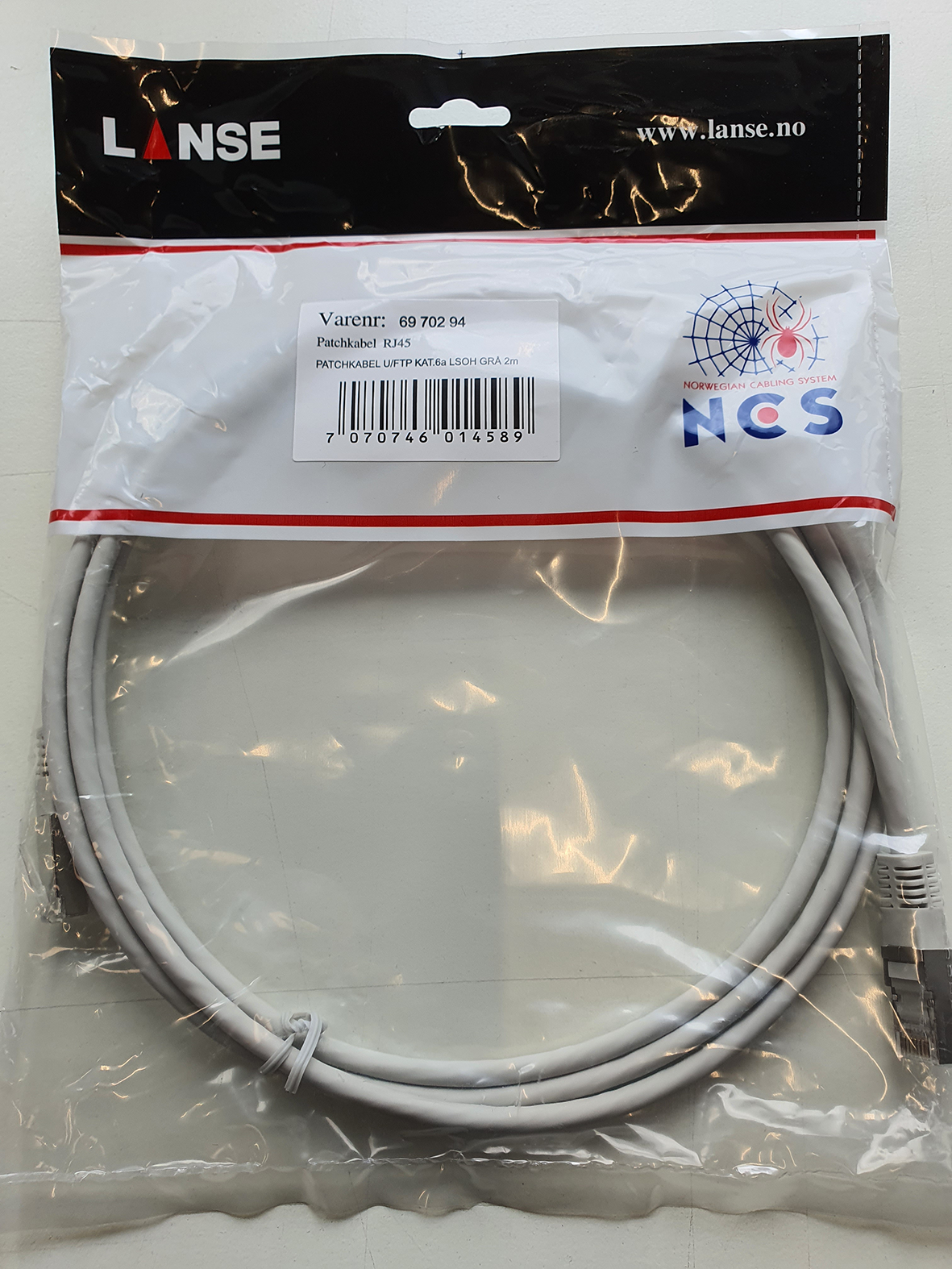 PATCHKABEL STP KAT.6A GRÅ 2,0M LSOH 28AWG