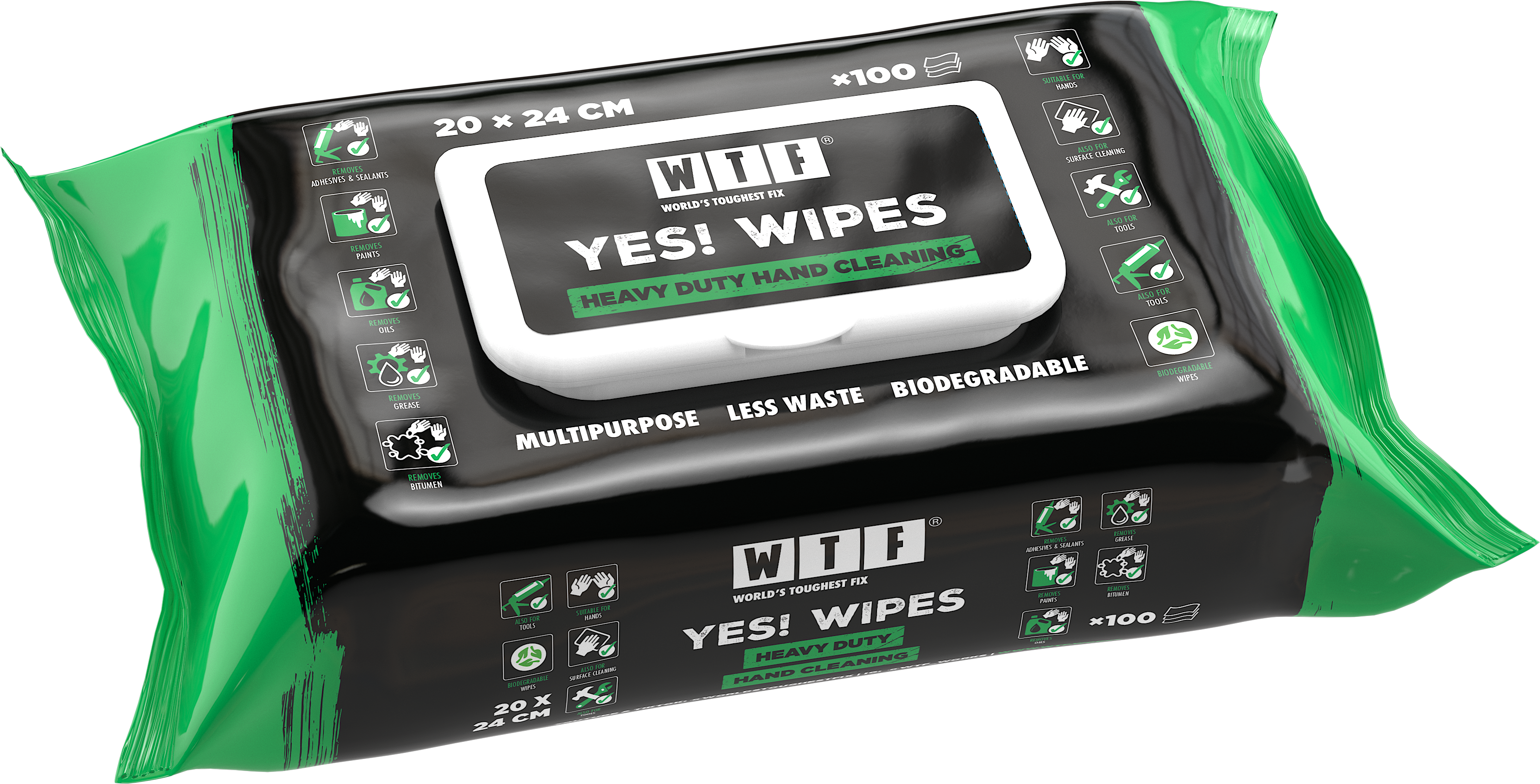 wtf - world's toughest fix Puhdistusliina wtf yes wipes 20x24cm 100kpl
