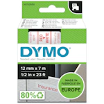 DYMO TAPE 12MM RØD PÅ HVIT