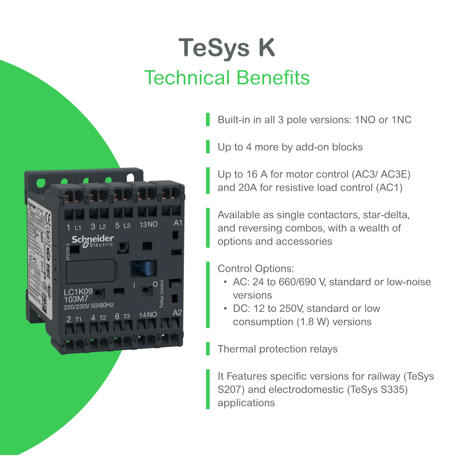 schneider electric Kontaktori tesys lc1k1210p7 12a 230vac 1su