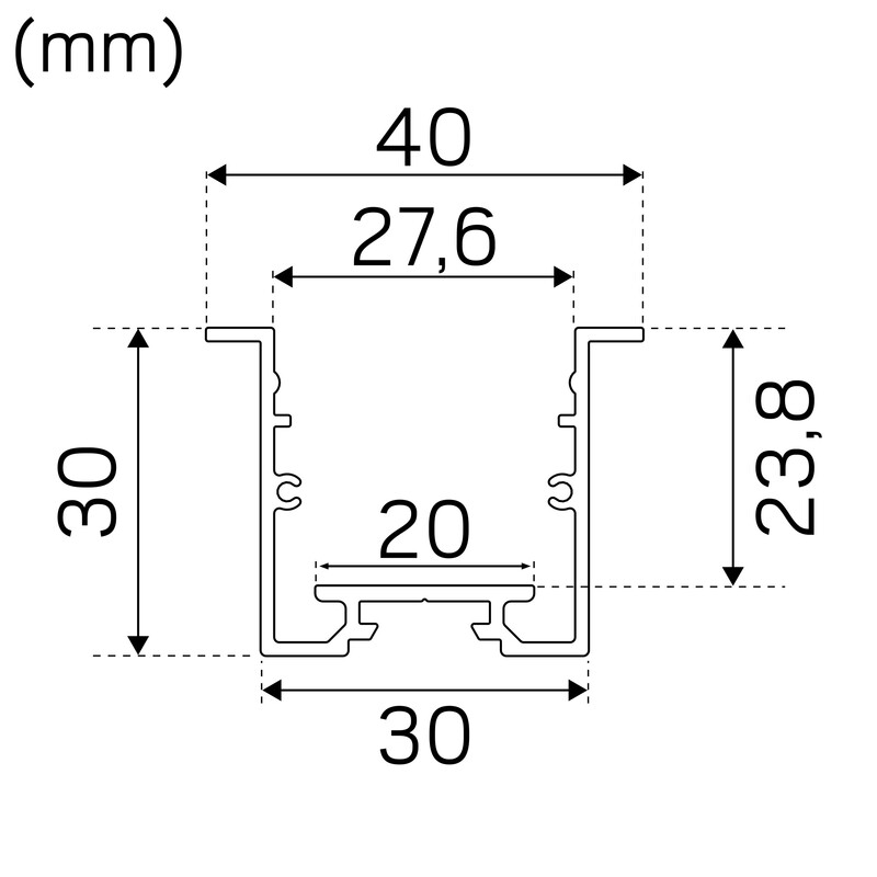 hide-a-lite Led strip profile 30x30 recessed alu 2m