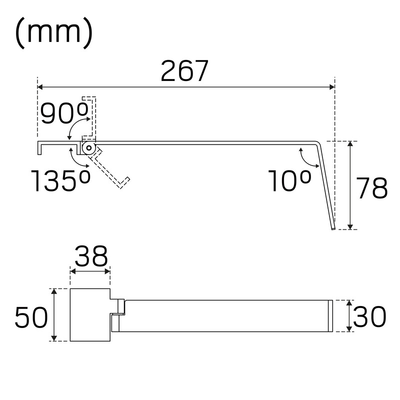 hide-a-lite Mekaaninen lisätar, flexline kannatinvarsi 32mm 2 kpl bl