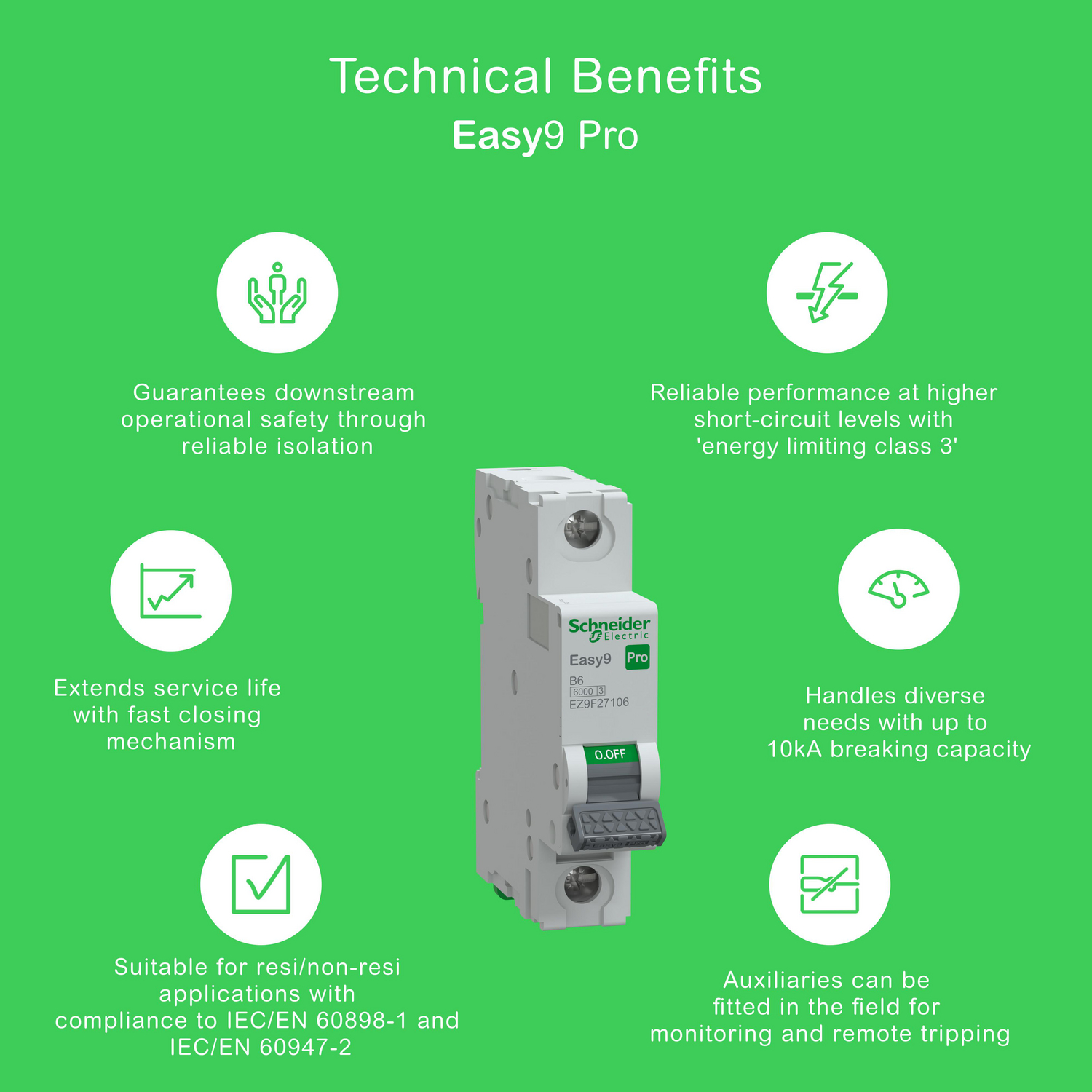 schneider electric Johdonsuojakatkaisija easy9 mcb 1b6 6ka
