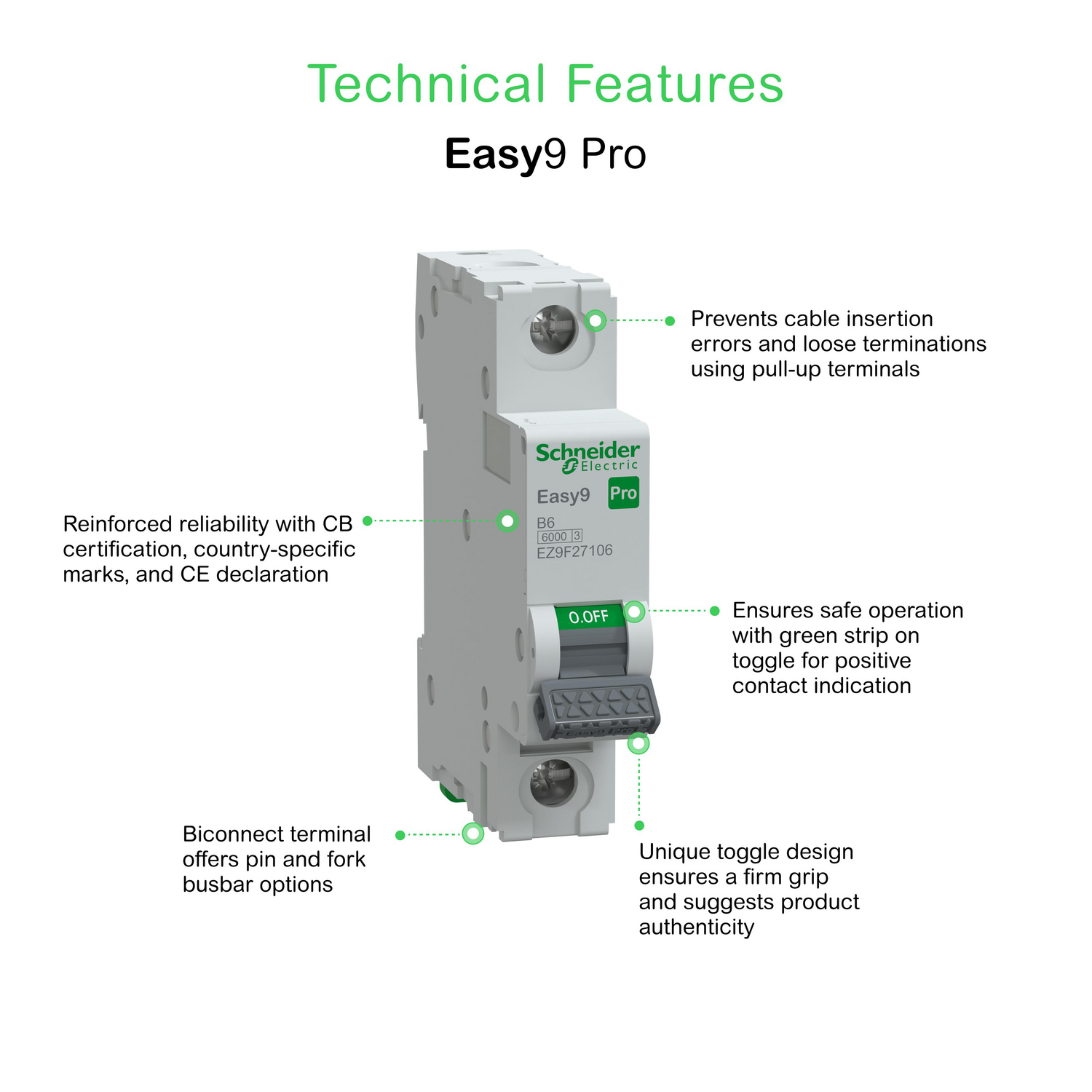 schneider electric Johdonsuojakatkaisija easy9 mcb 1b6 6ka