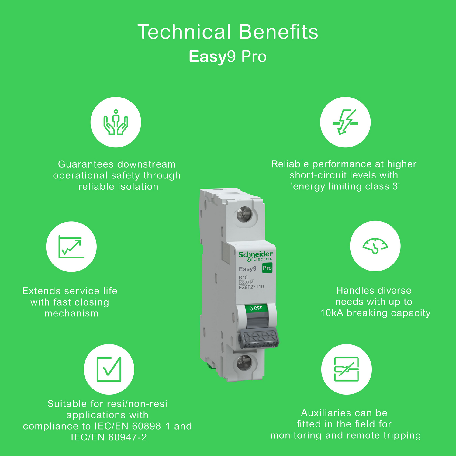 schneider electric Johdonsuojakatkaisija easy9 mcb 1b10 6ka