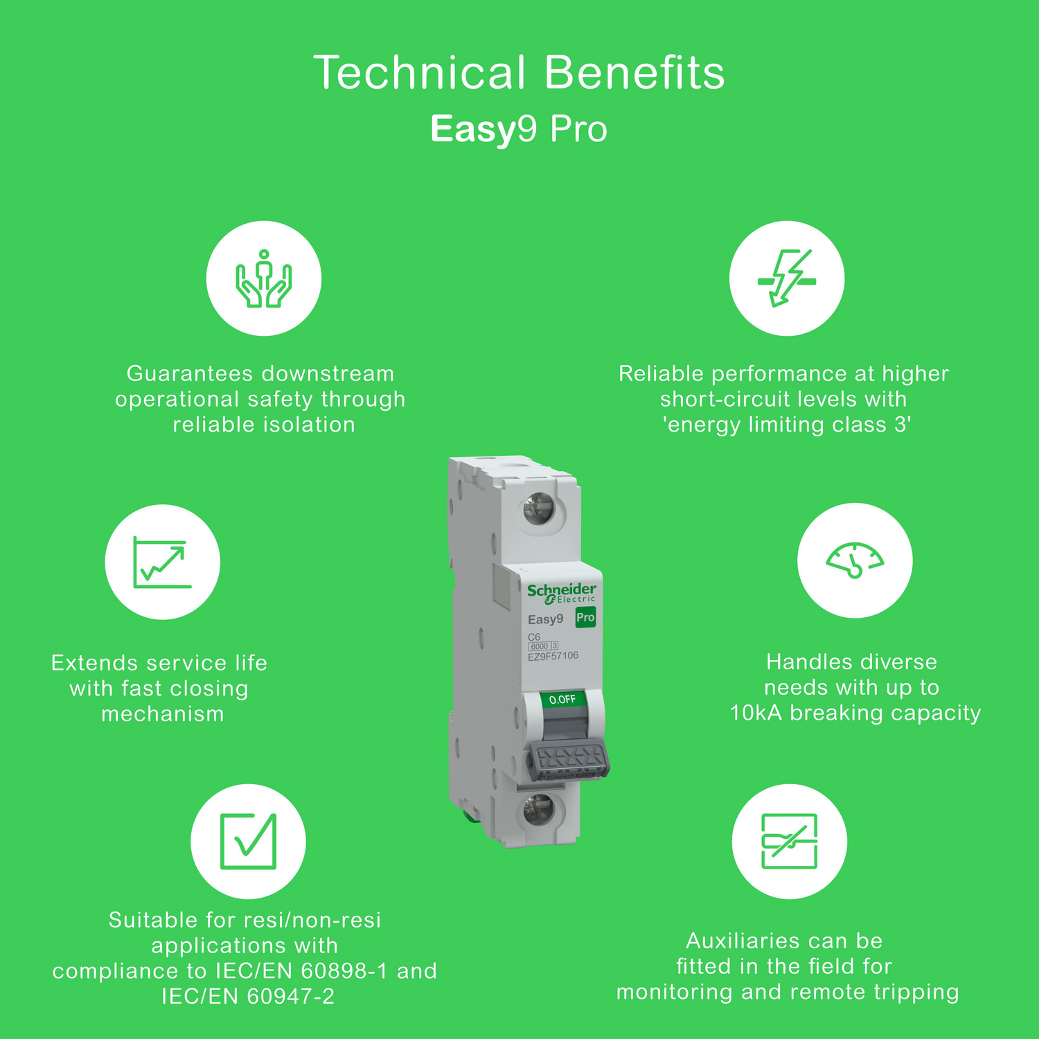 schneider electric Johdonsuojakatkaisija easy9 mcb 1c6 6ka