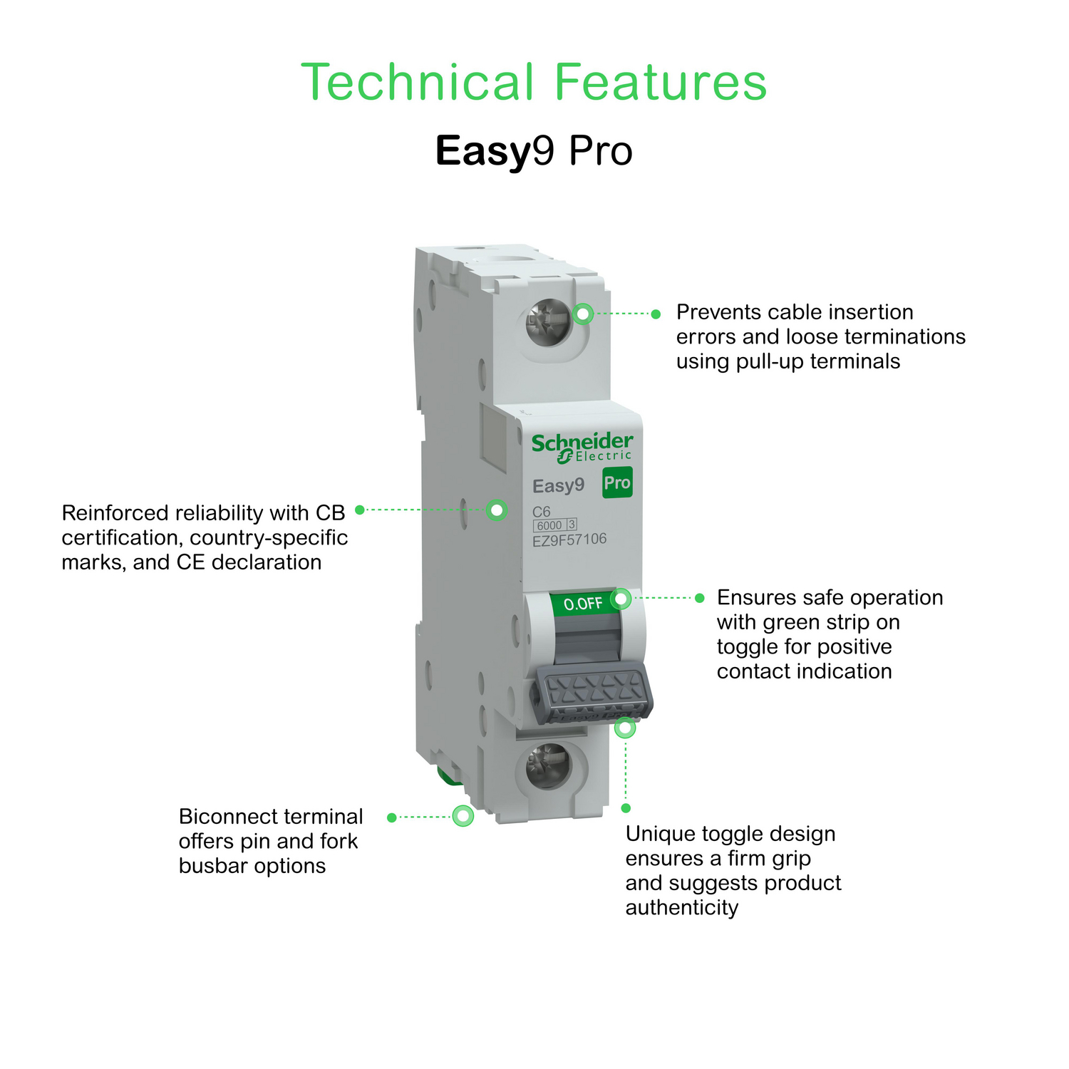 schneider electric Johdonsuojakatkaisija easy9 mcb 1c6 6ka