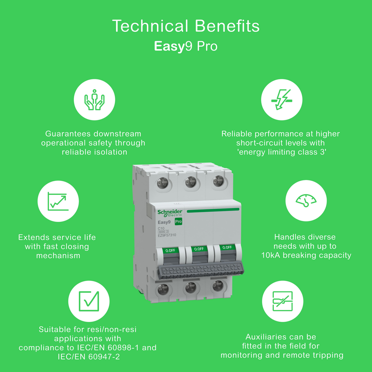 schneider electric Johdonsuojakatkaisija easy9 mcb 3c10 6ka