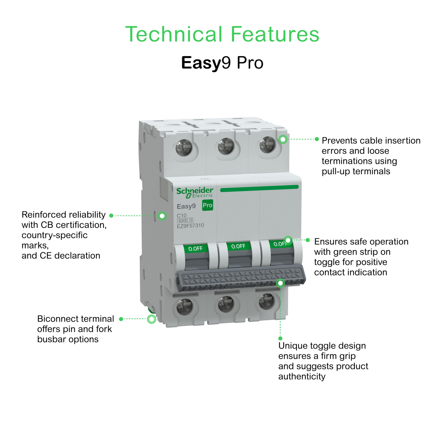 schneider electric Johdonsuojakatkaisija easy9 mcb 3c10 6ka