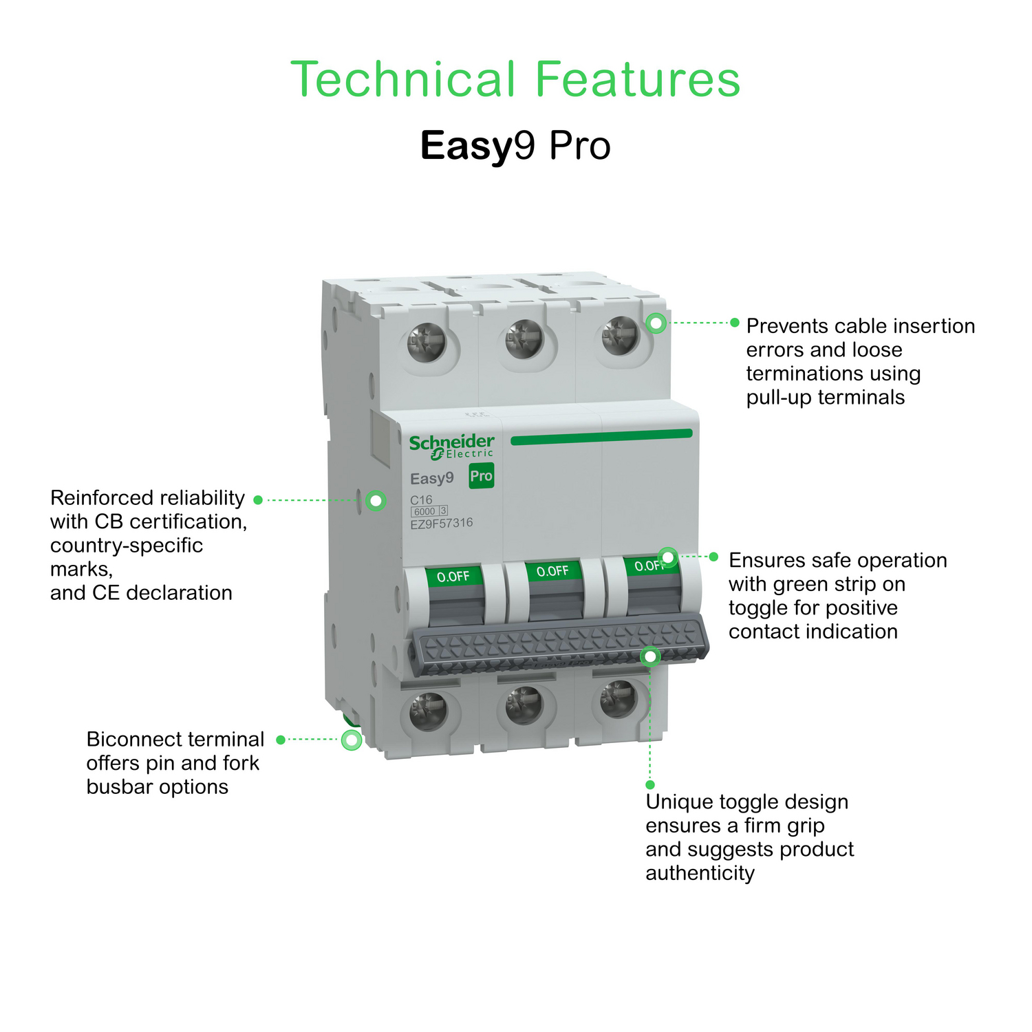 schneider electric Johdonsuojakatkaisija easy9 mcb 3c16 6ka