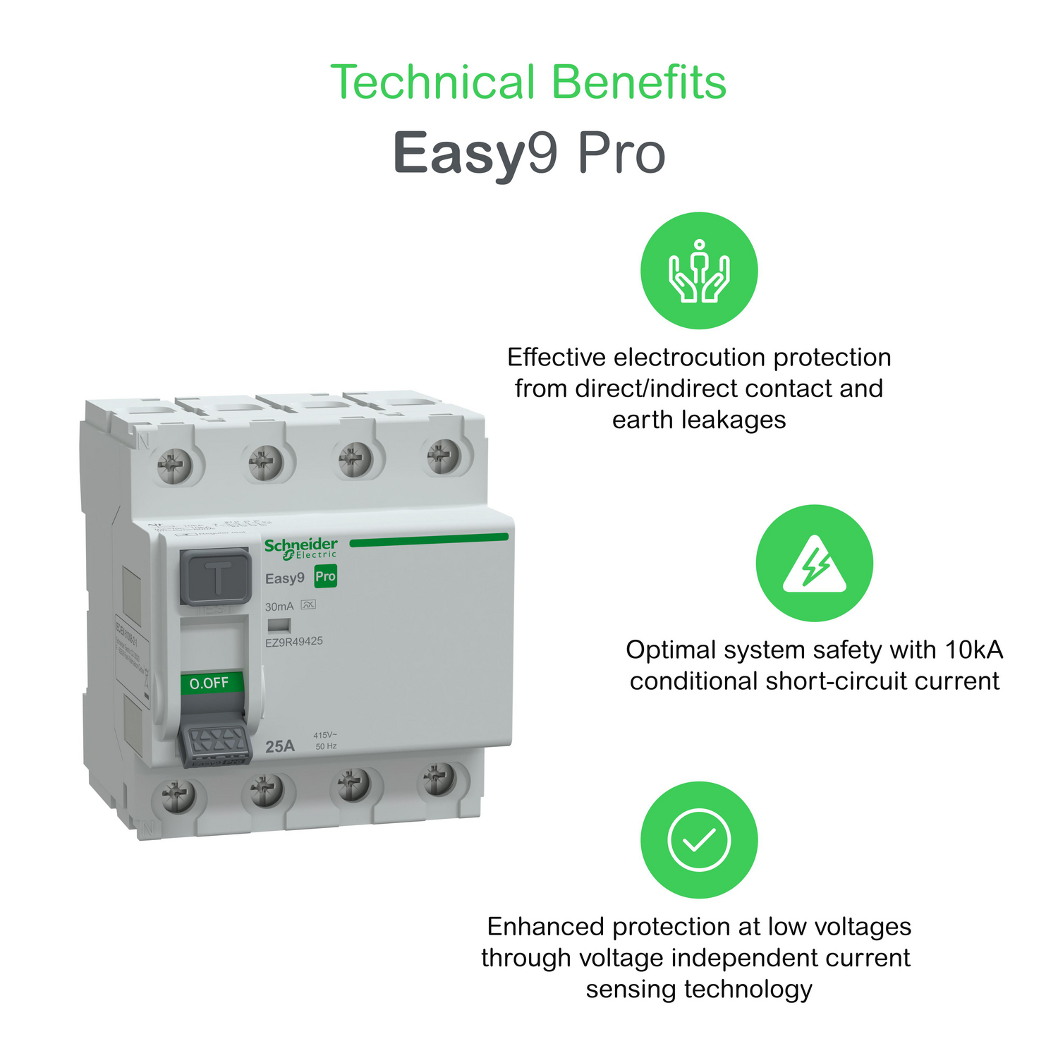 schneider electric Vikavirtasuojakytkin easy9 rccb 4p 25a 30ma a