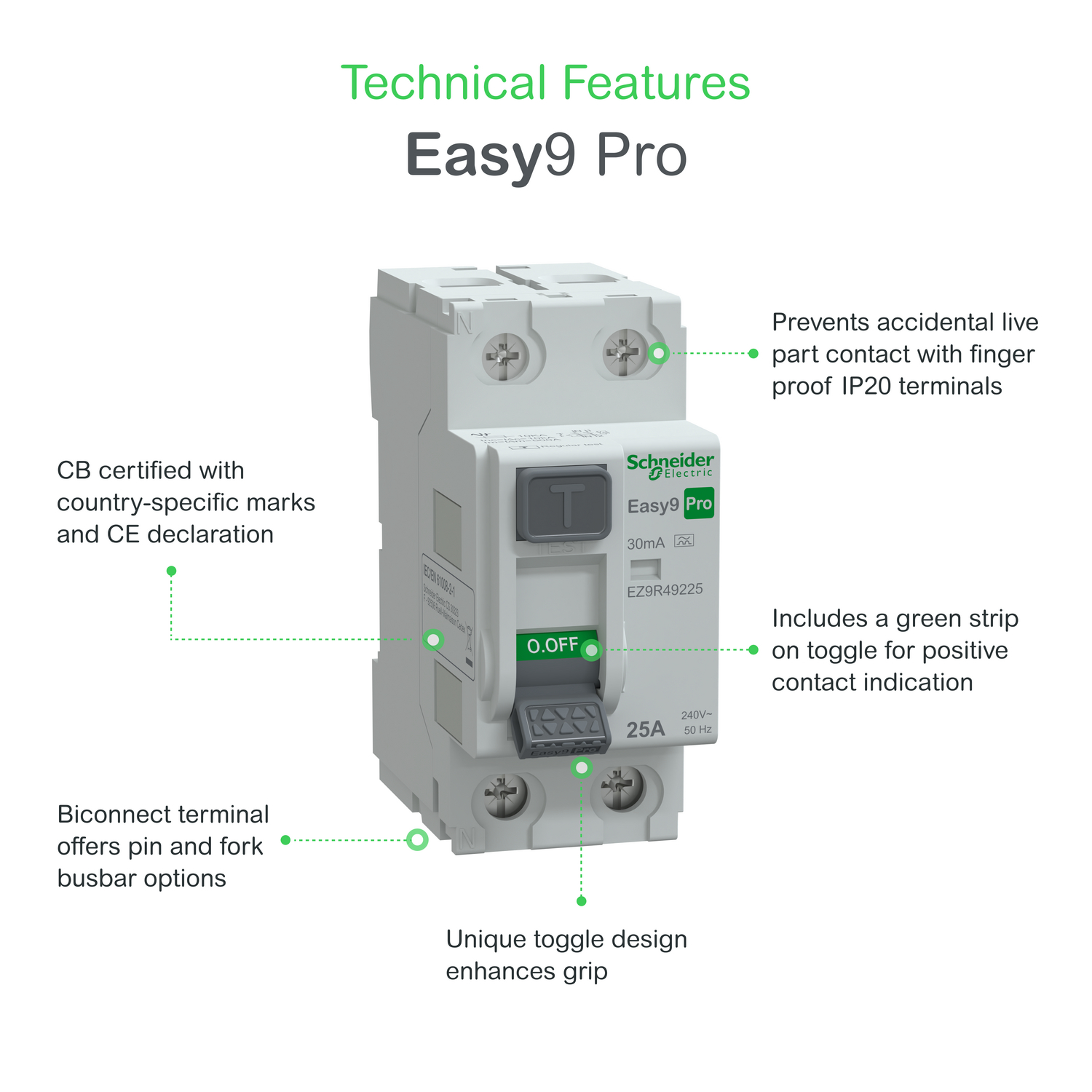 schneider electric Jordfelsbrytare easy9 easy9 rccb 2p 25a 30ma a