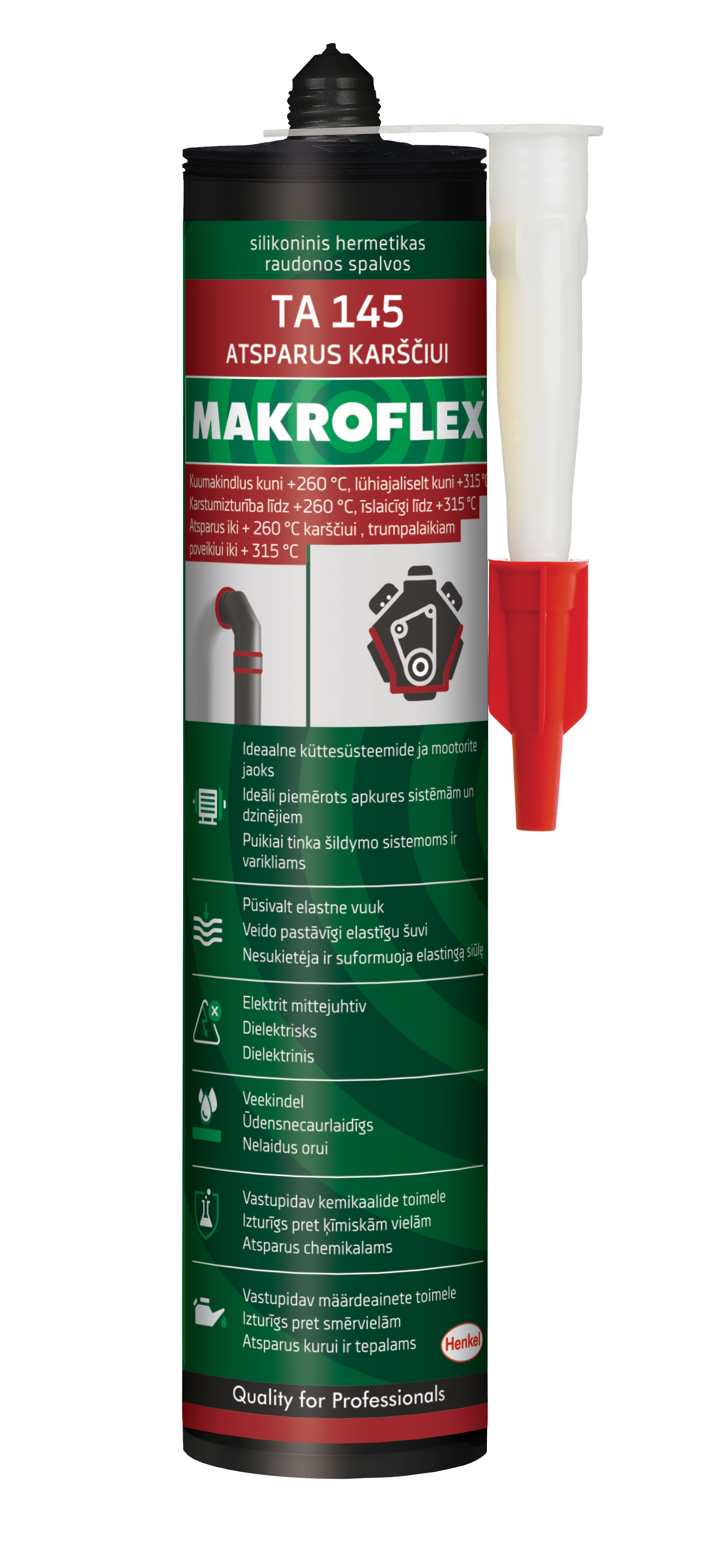 KUUMAKINDEL SILIKOON TA145 300ml PUNANE