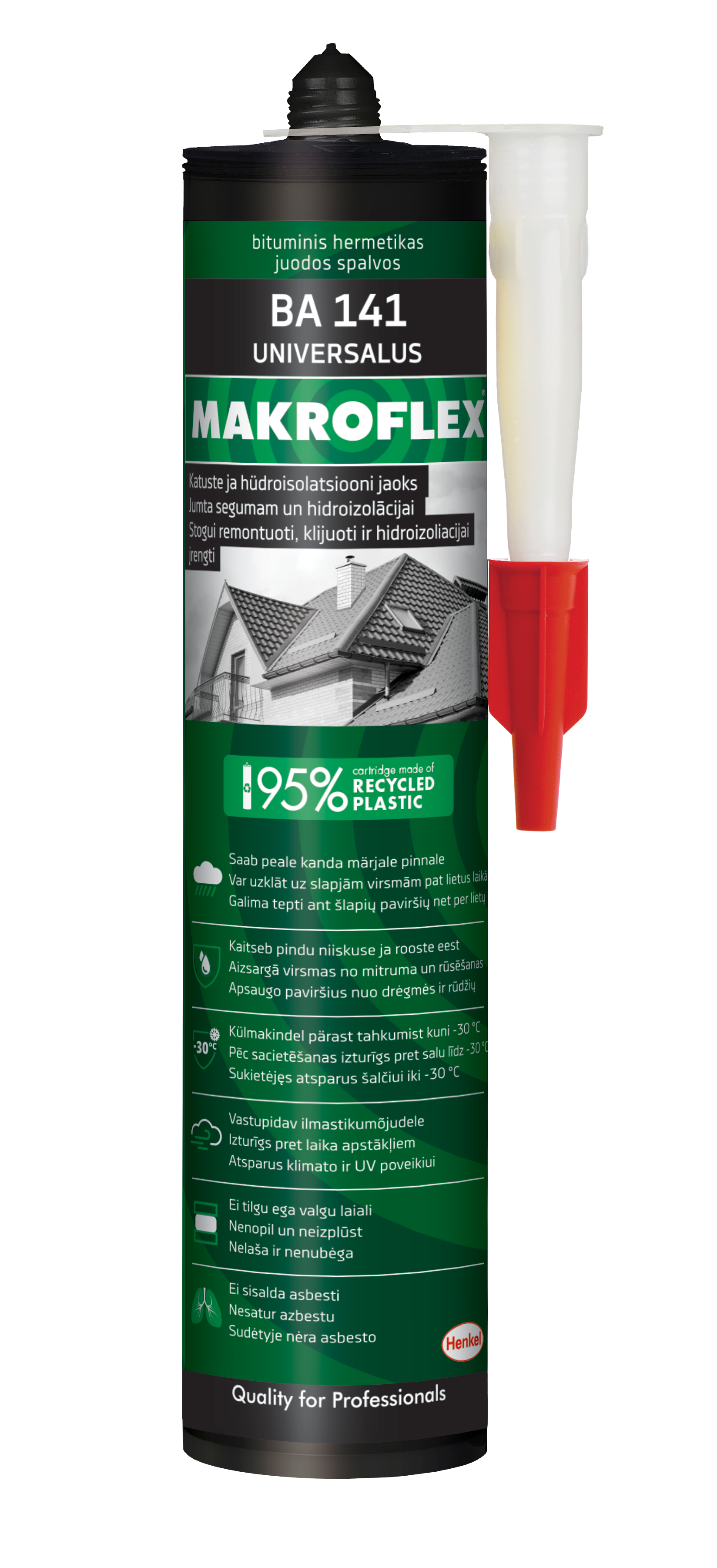 BITUUMENIPÕHINE HERMEETIK KATUSTELE BA141 300ml MUST
