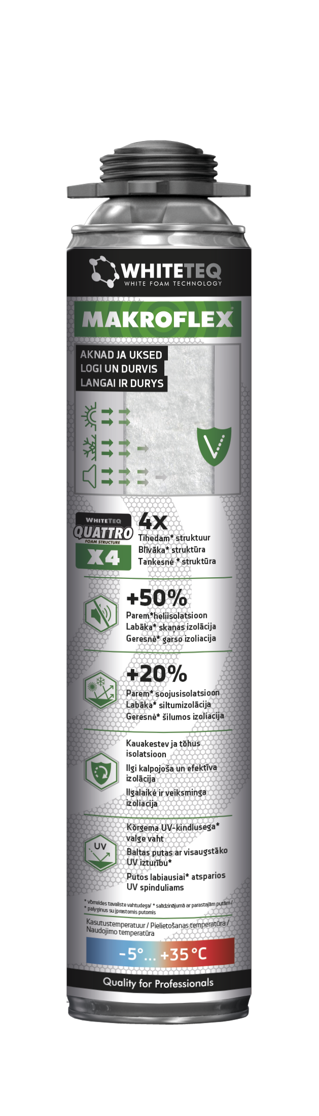POLIURETĀNA PUTAS WHITETEQ PRO 750ml