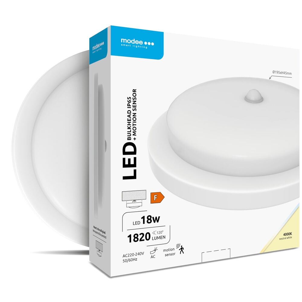 PLAFONS LED AR SENSORU 18W 4000K D195x35mm IP65