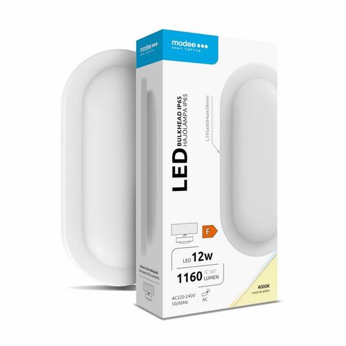 PLAFONS LED OVĀLS 12W 4000K 195x94x38mm IP65
