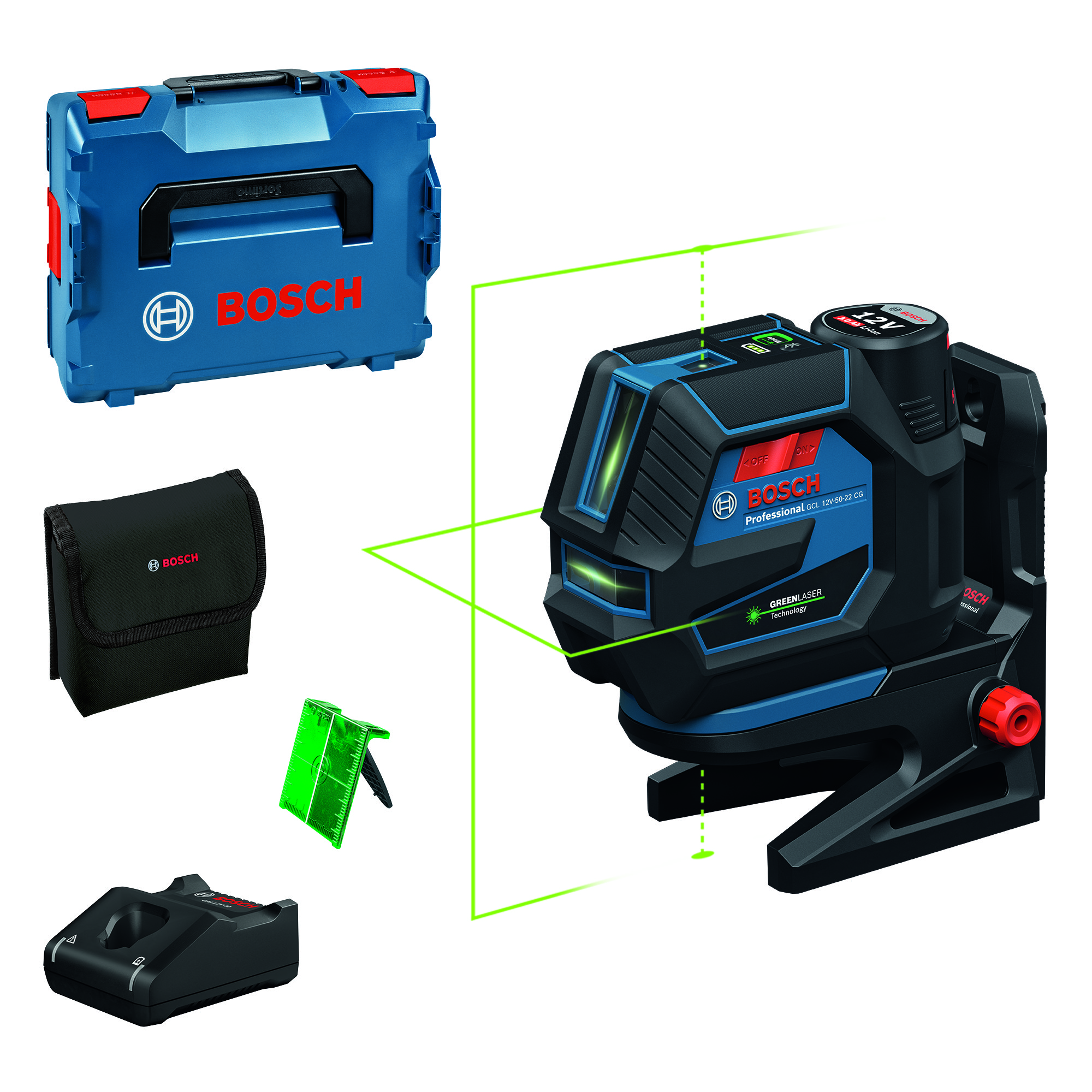 YHDISTELMÄLASER BOSCH GCL 12V-50-22 CG 2AH LB