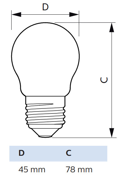 philips Led-klotlampa e27 922/927 470lm 40=3w p45 cl