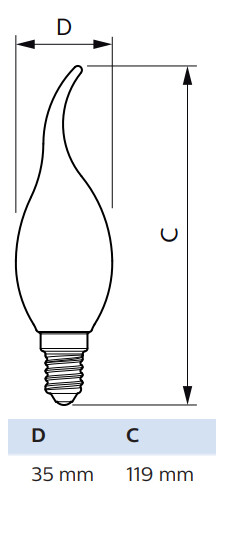 philips Kronljuslampa e14 cct 340lm 25w=2.5w ba35 cl