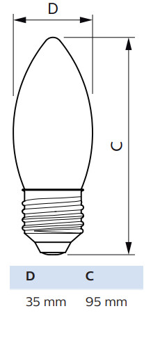 philips Kronljuslampa e27 cct 470lm 40w=3.4w b35 cl