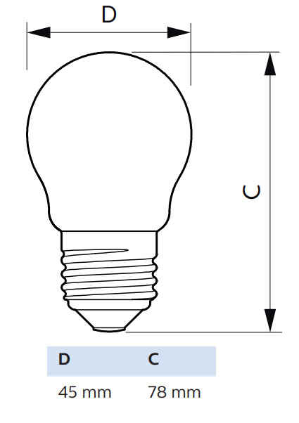 philips Led-klotlampa e27 827 485lm 40w=2.3w p45 ue