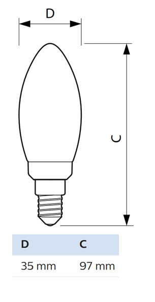 philips Kronljuslampa e14 827 485lm 40=2.3w cl ue a
